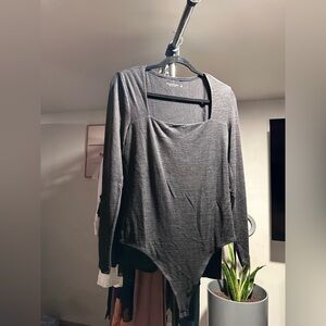 Abercrombie & Fitch Gray Asymmetrical Long Sleeve Bodysuit